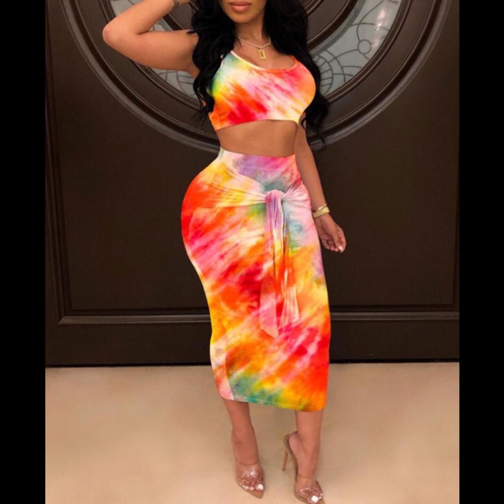 Tie Dye Tank and Skirt Set